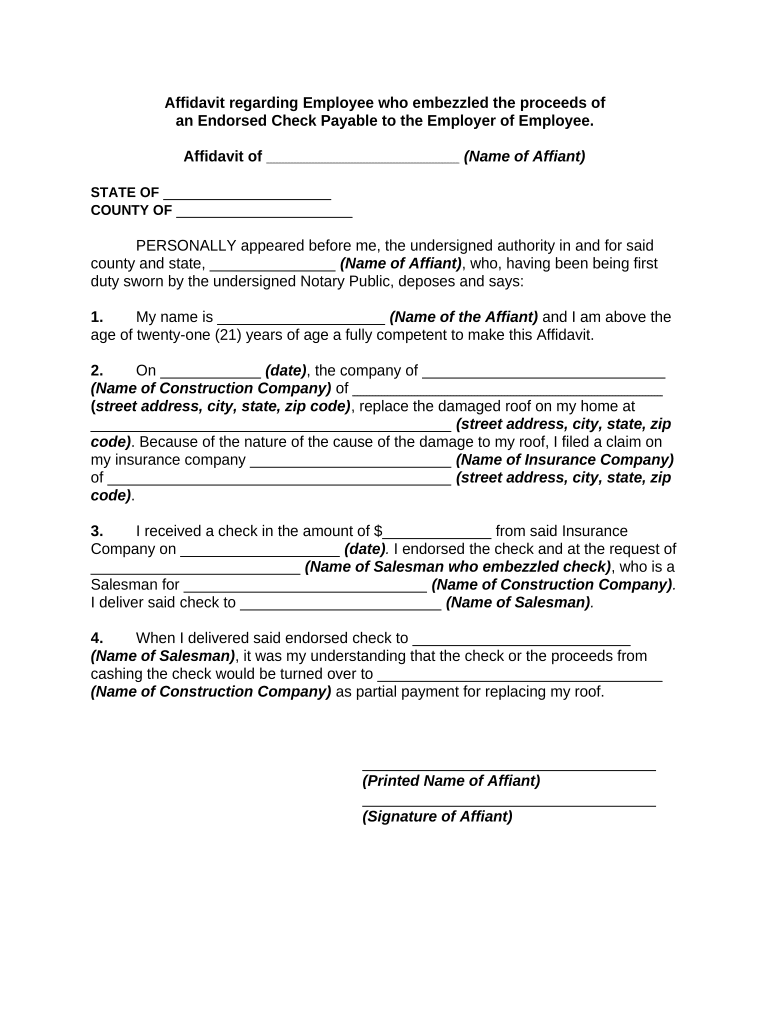 Affidavit Regarding  Form