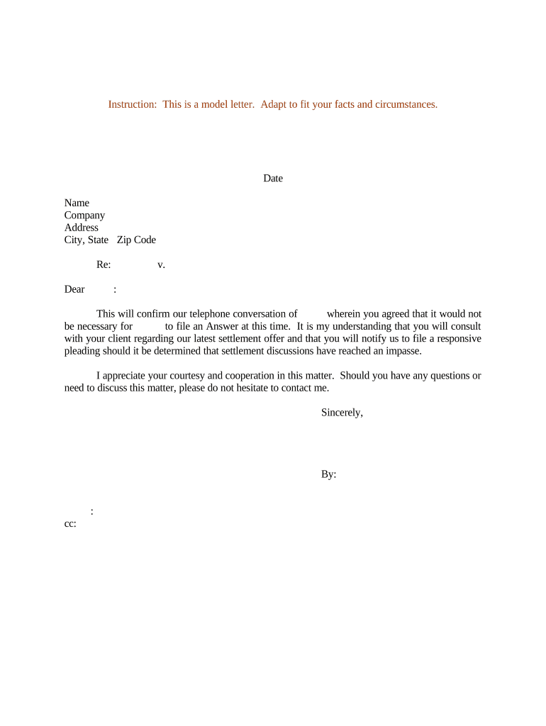 Letter Confirmation Settlement  Form