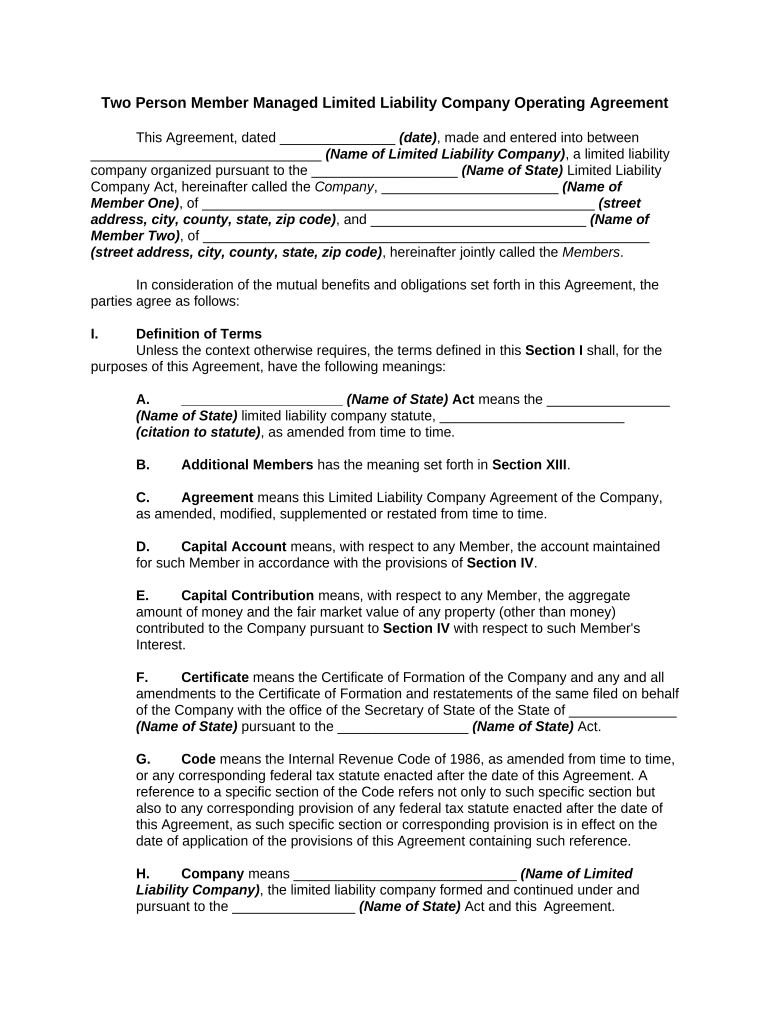 Member Llc  Form