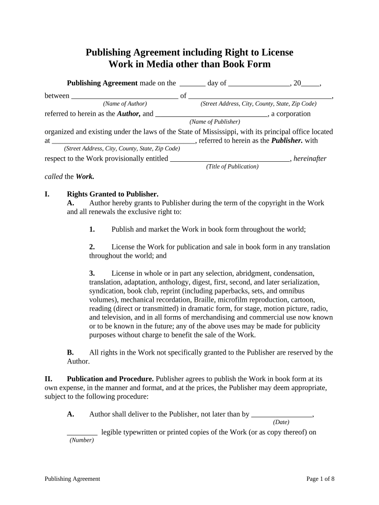 Publishing Agreement  Form