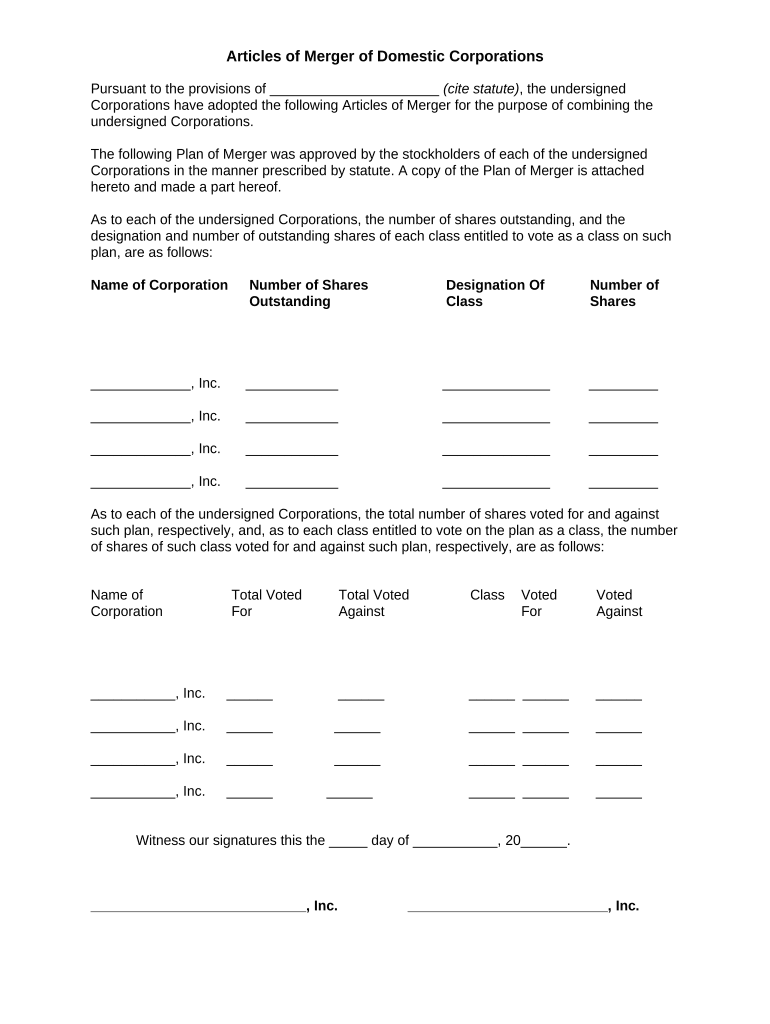 Domestic Corporations  Form