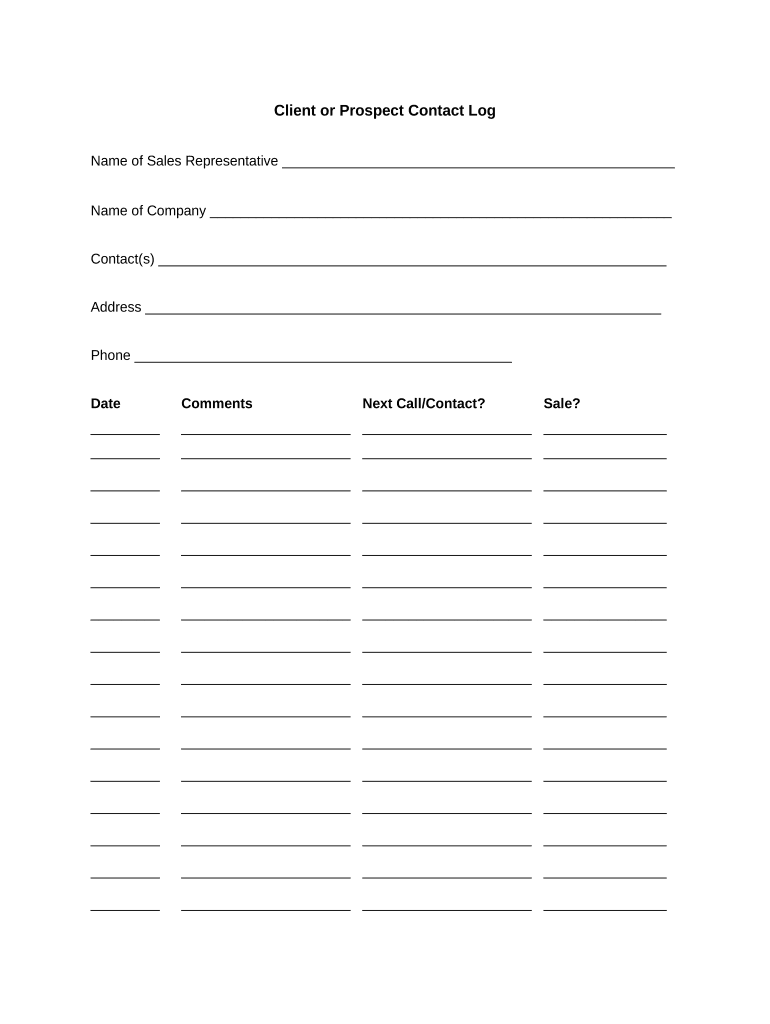 Client Contact Log  Form