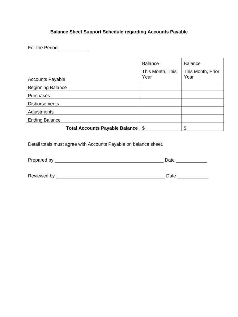 Balance Sheet Payable  Form