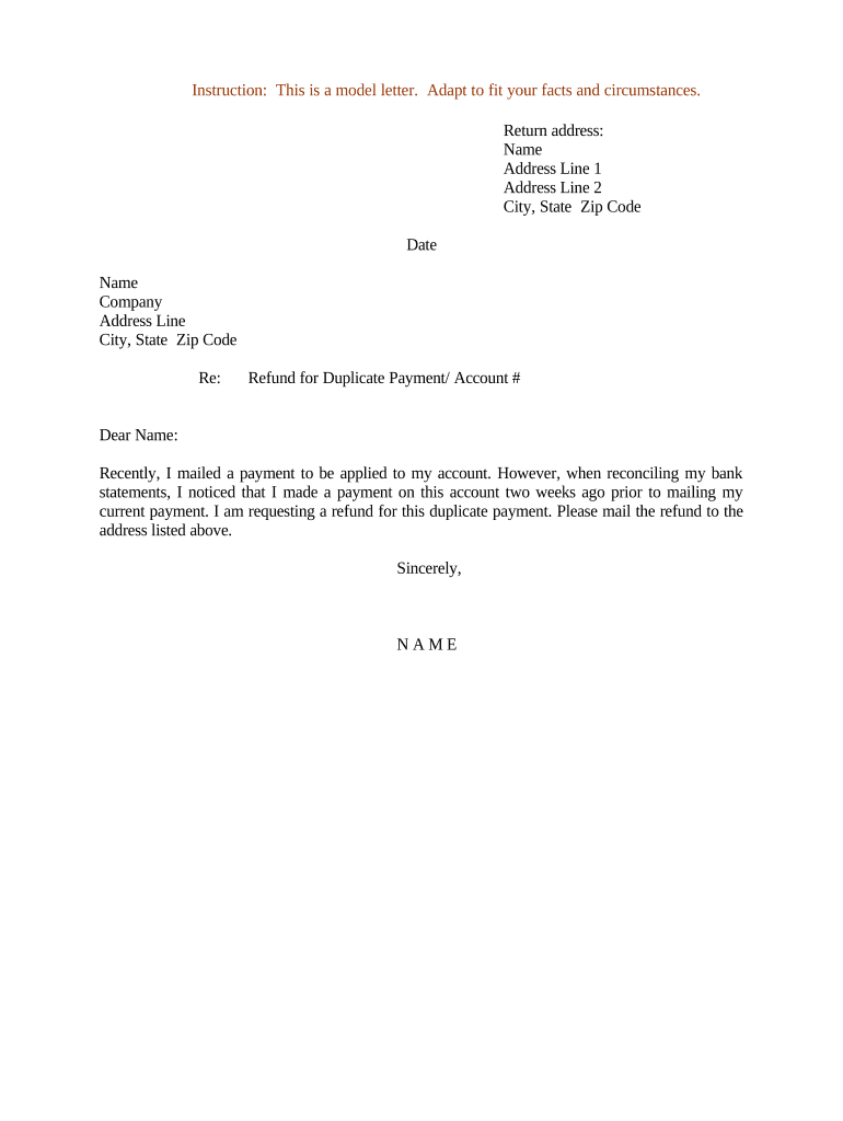 Refund Letter Sample  Form