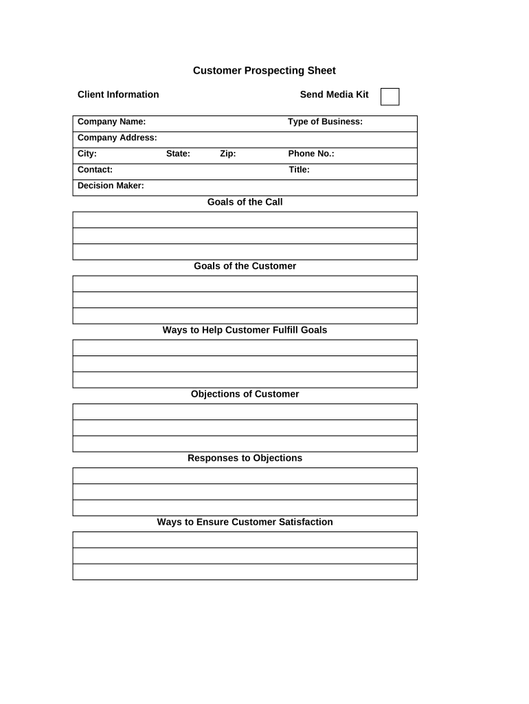 Prospecting Sheet Form