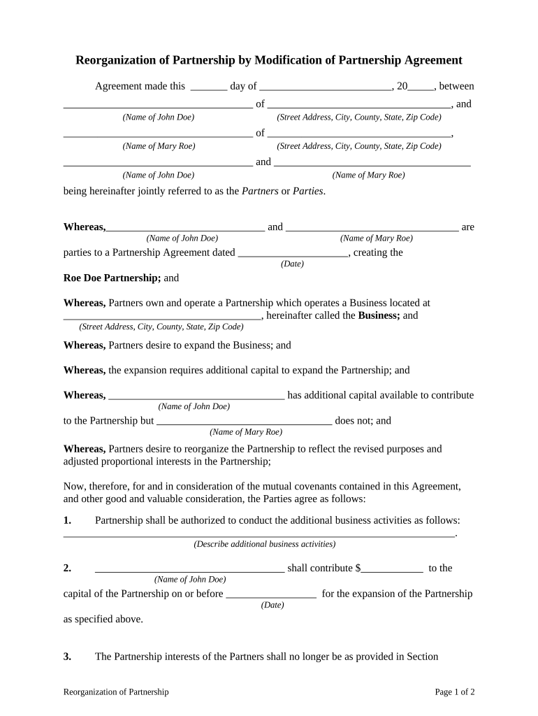 Partnership Agreement Form