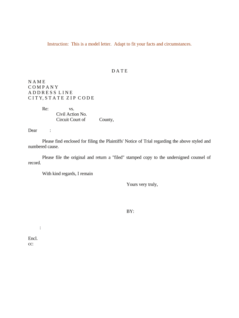 Notice Trial  Form
