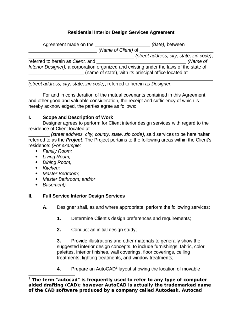 Interior Design Services Agreement  Form