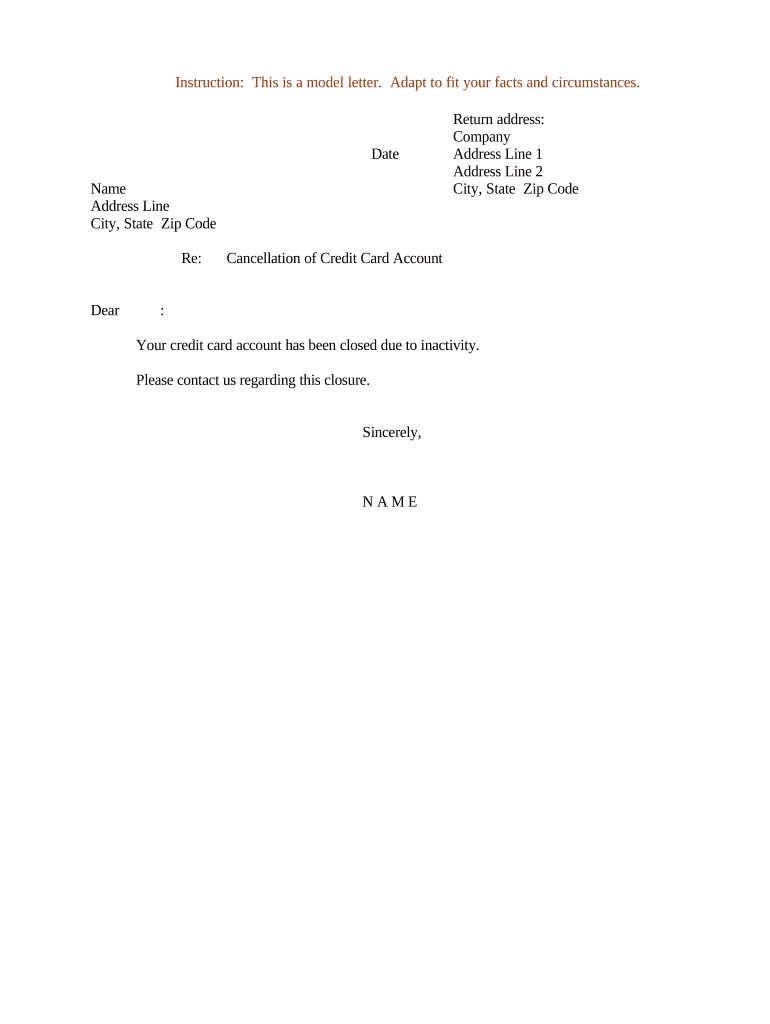 Sample Letter Cancellation  Form