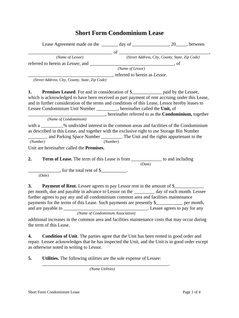 Condominium Document  Form