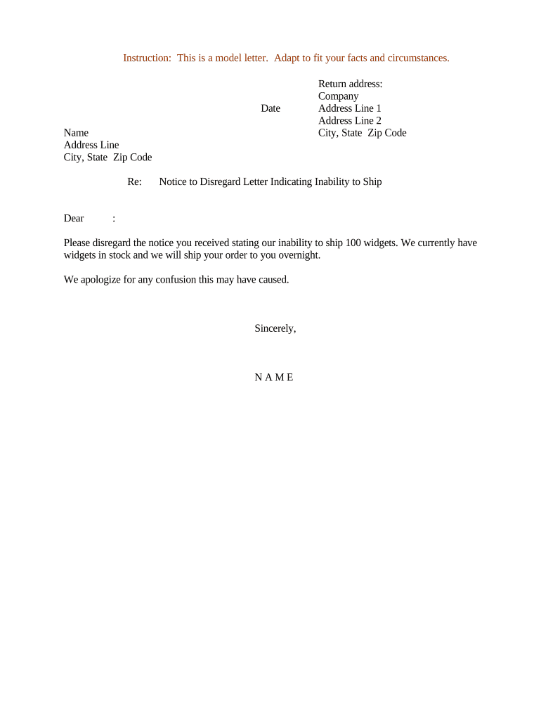Letter to Disregard Previous Letter  Form