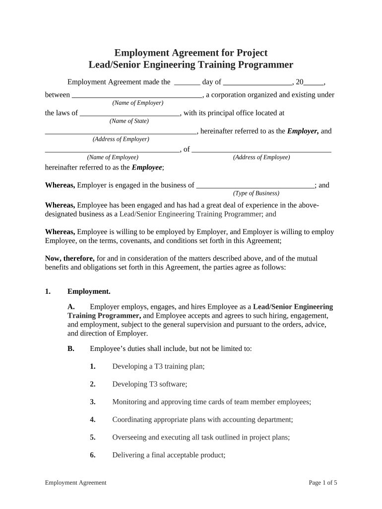 Agreement Senior  Form