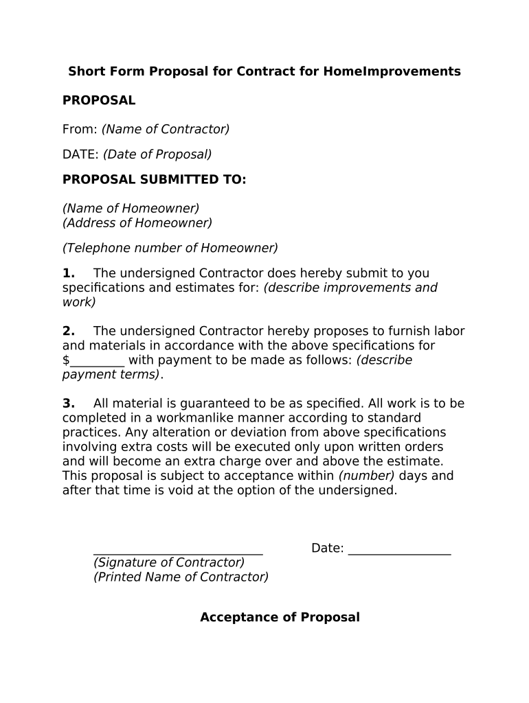 Proposal for Electrical Contract  Form