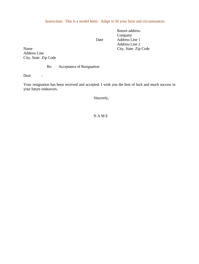 Letter Acceptance Resignation Template  Form