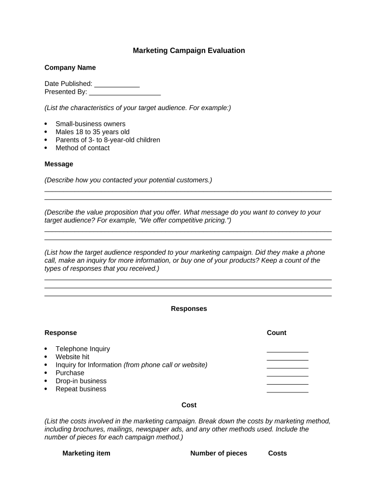 Marketing Campaign Evaluation  Form