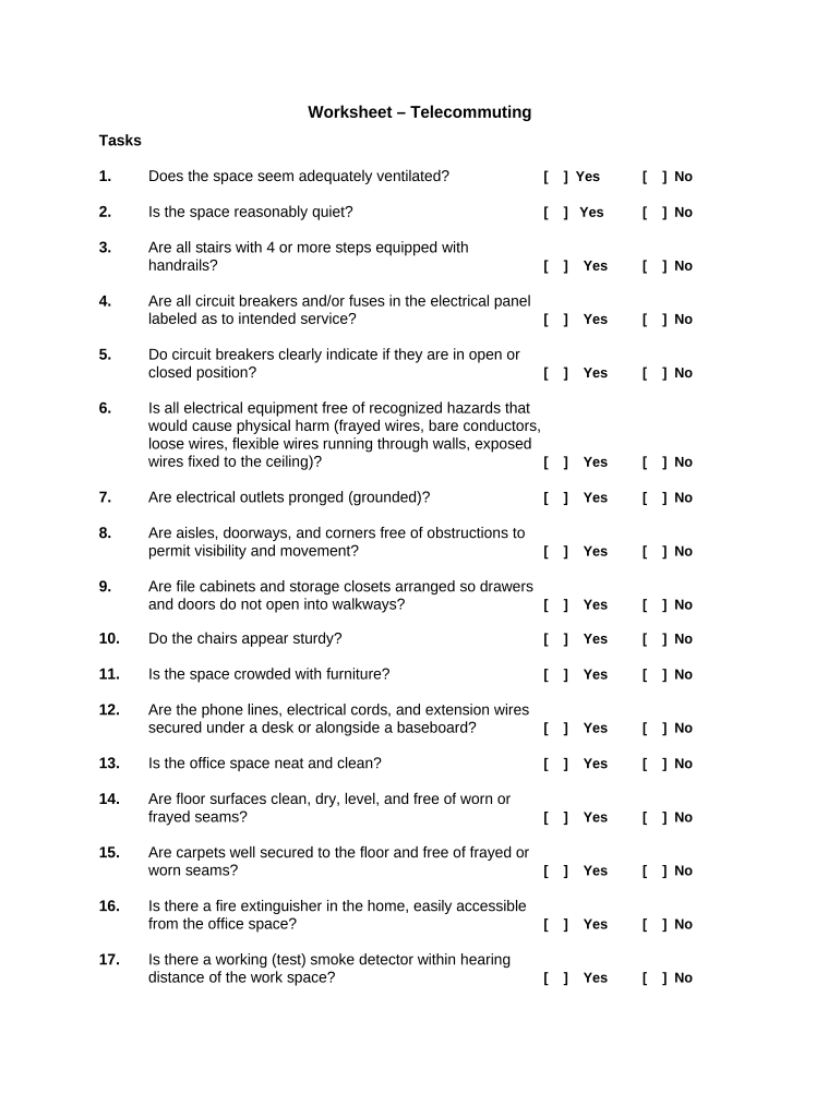 Worksheet Telecommuting  Form