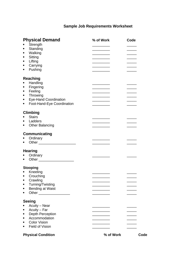 Job Requirements  Form