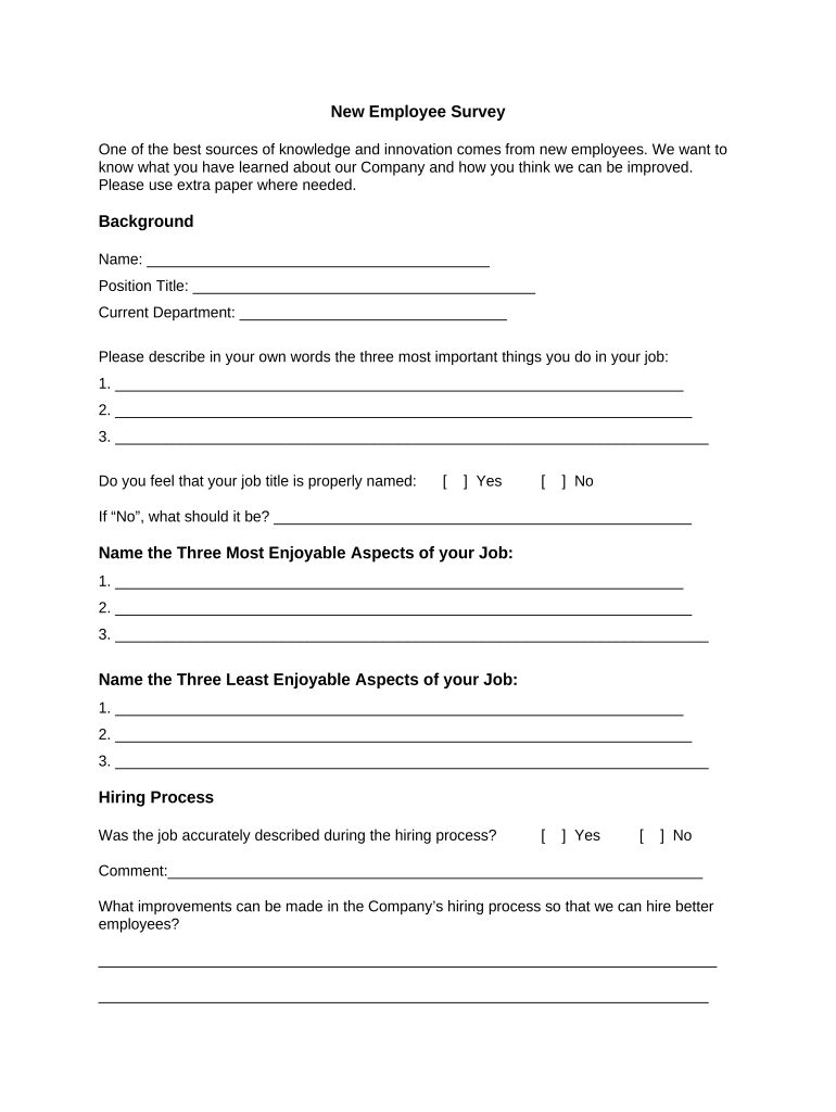 New Employee Survey  Form