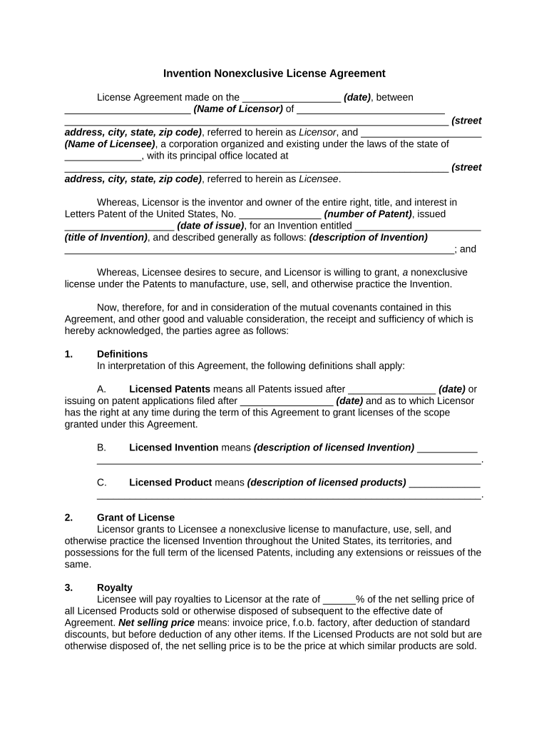 Invention Agreement  Form
