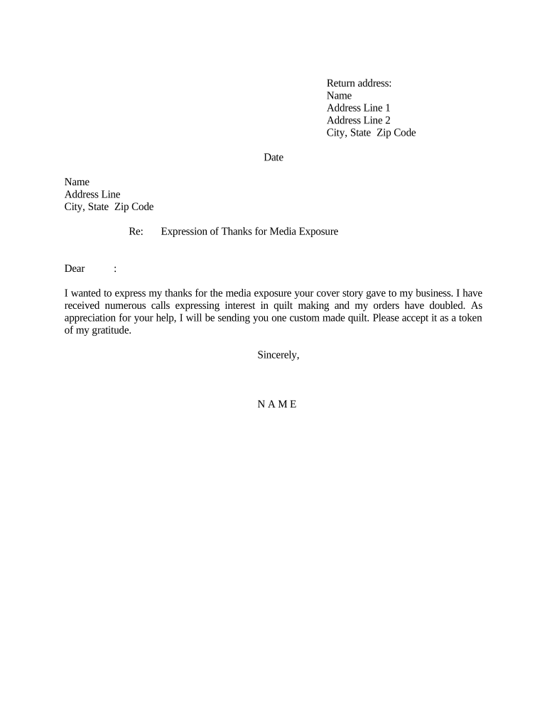Letter Thanks  Form