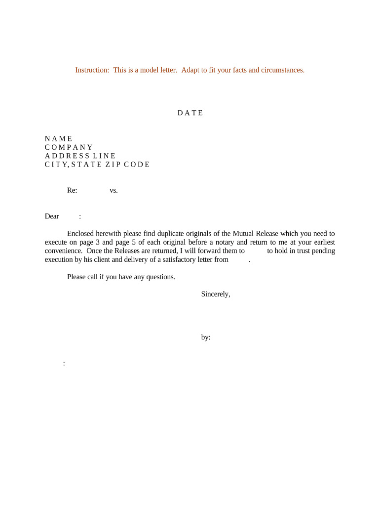 Sample Letter Releases  Form