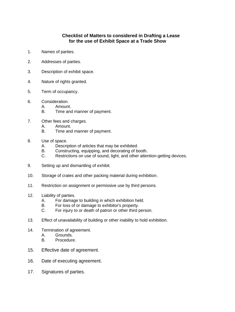 Checklist Lease  Form