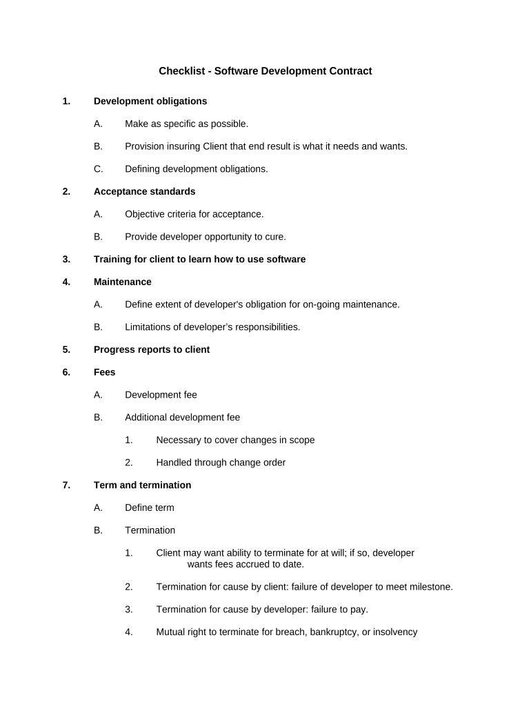 Checklist Software Contract  Form