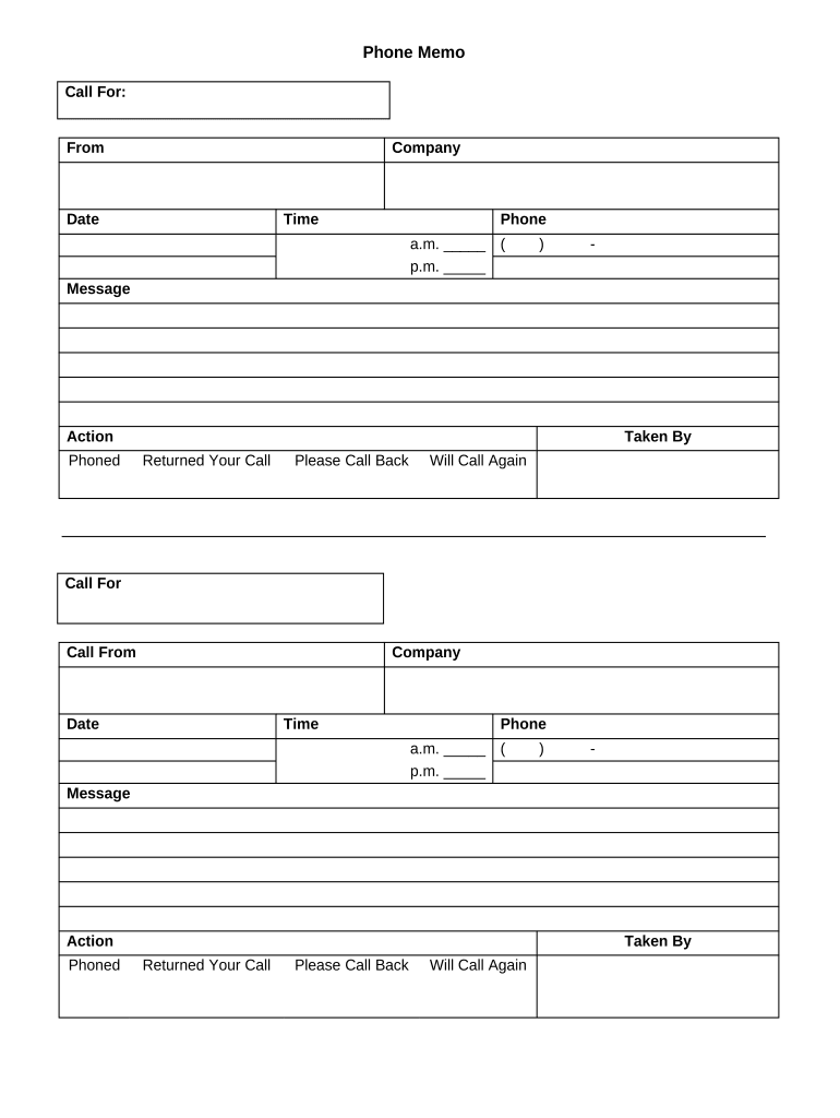 Phone Memo  Form