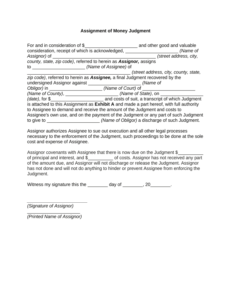 Assignment Judgment Form