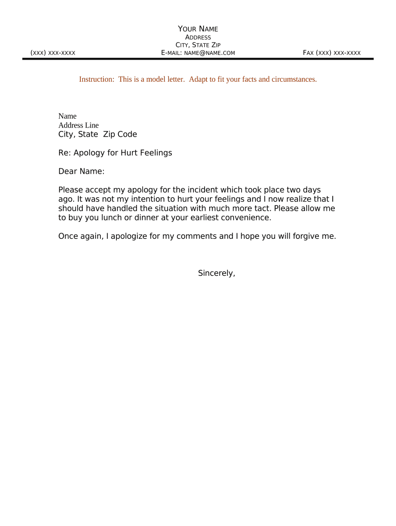 Apology Letter to Boss  Form