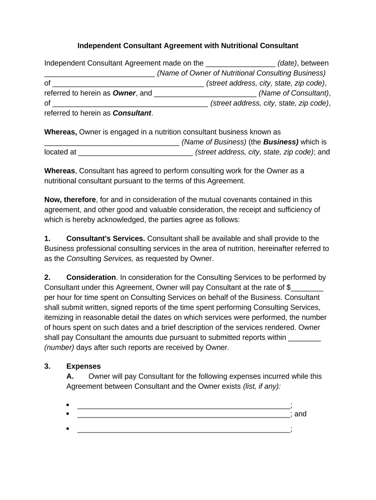 Consultant Agreement with  Form