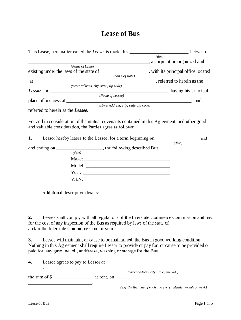 Bus Lease  Form