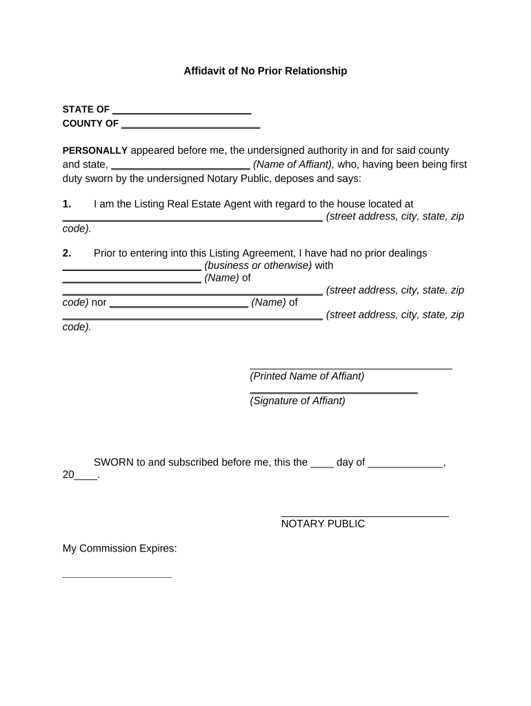 Affidavit Relationship  Form