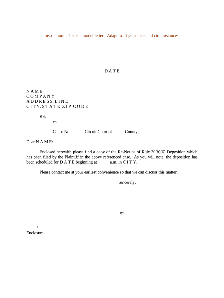 Notice Deposition Document  Form