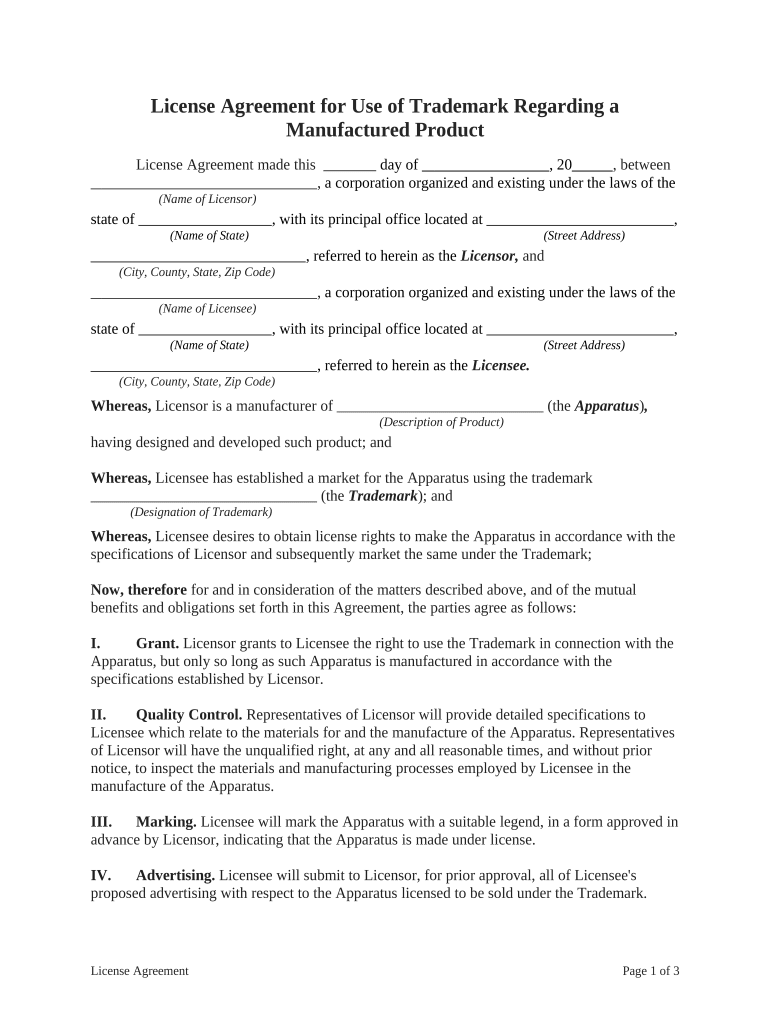 License Agreement Use  Form