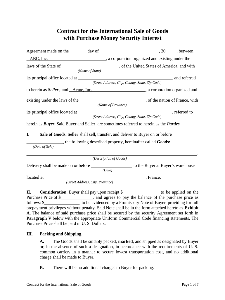 Contract International  Form