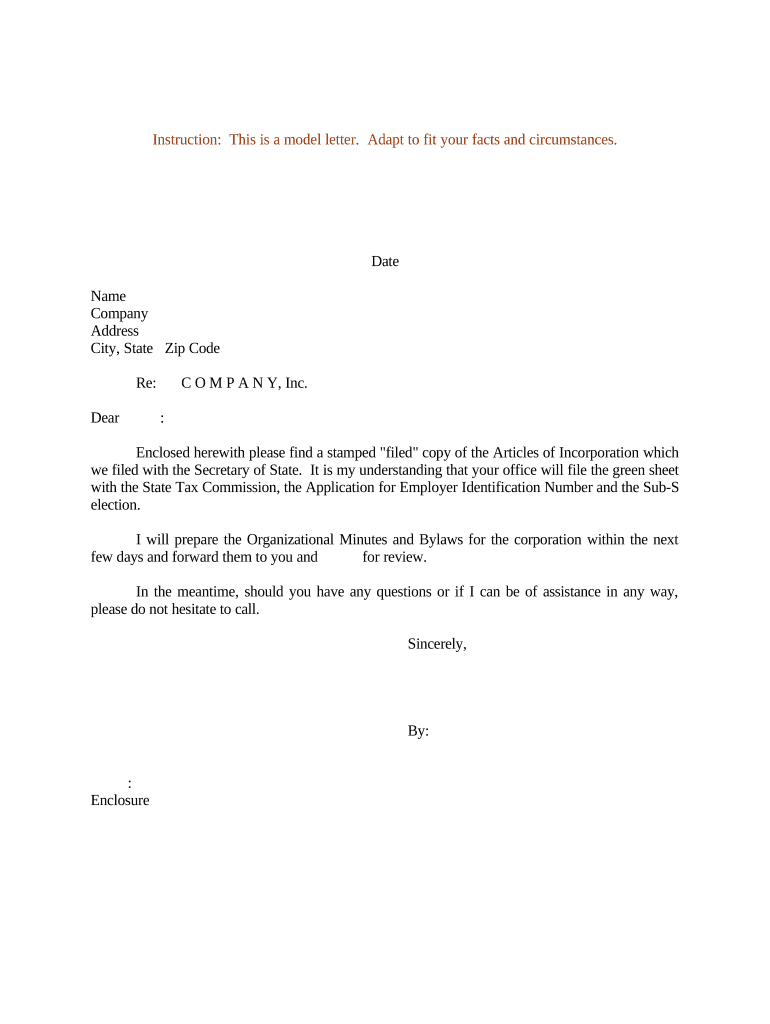 Sample Letter Notifying  Form