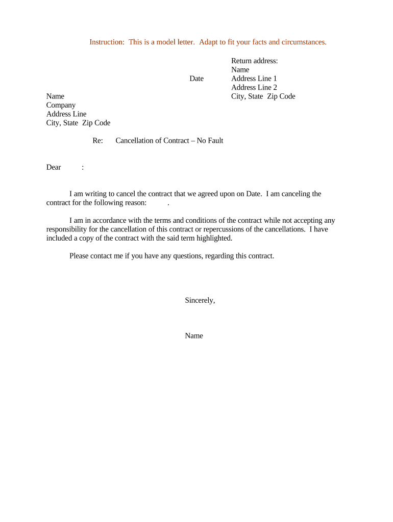 Cancellation Letter  Form