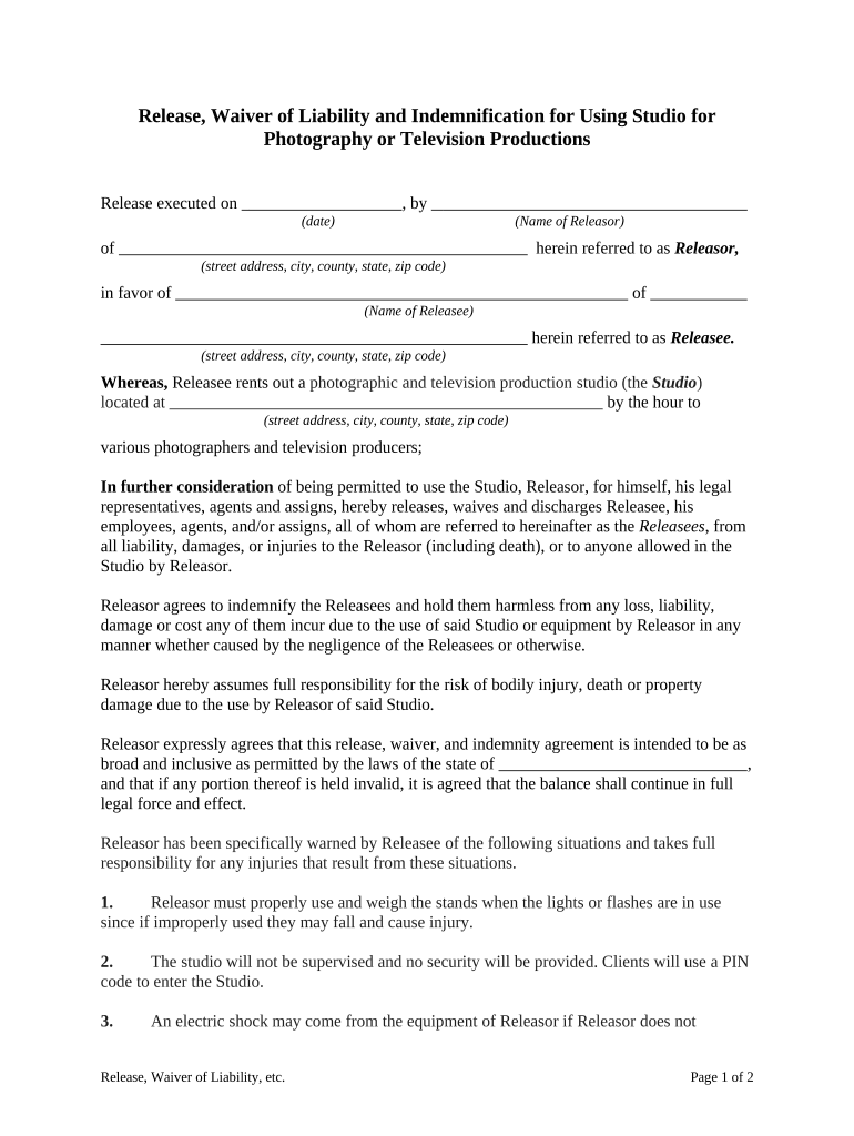 Release Waiver Liability  Form
