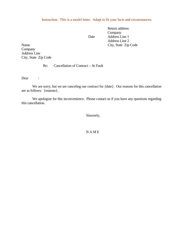Insurance Cancellation Letter PDF  Form