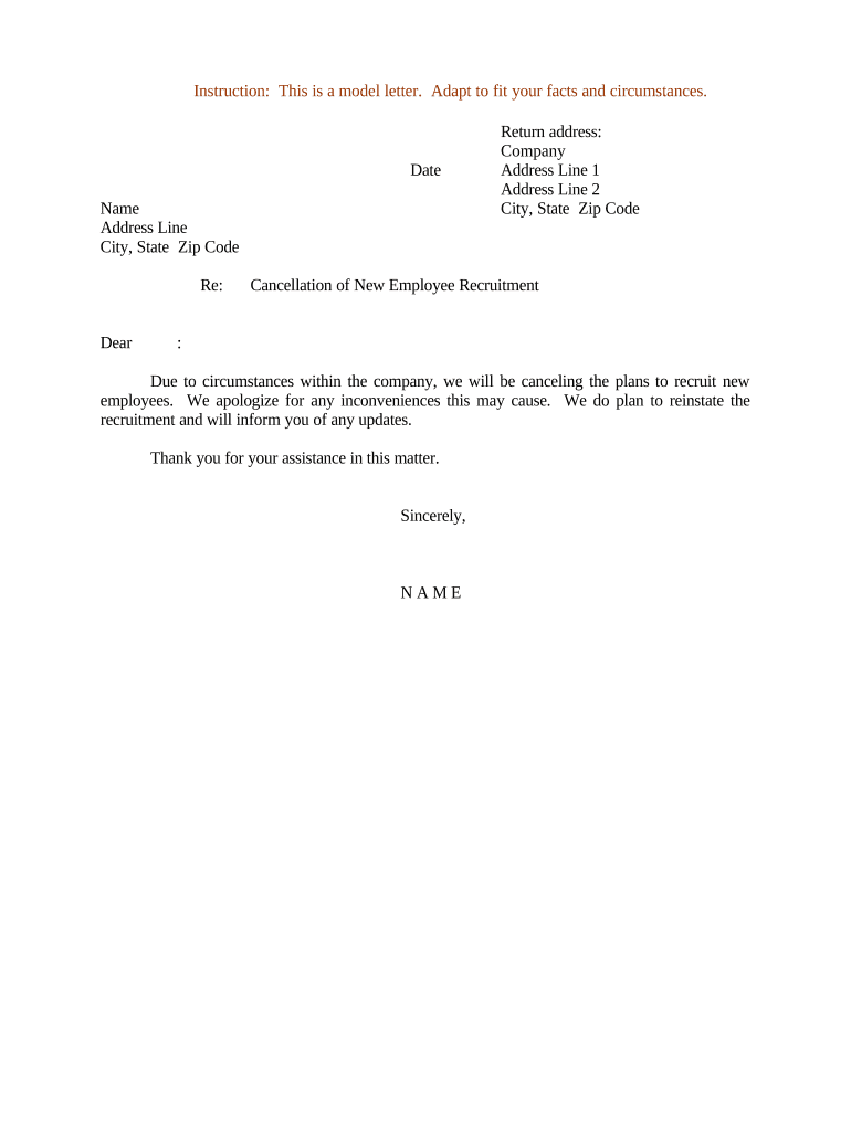 Sample Letter Cancellation  Form