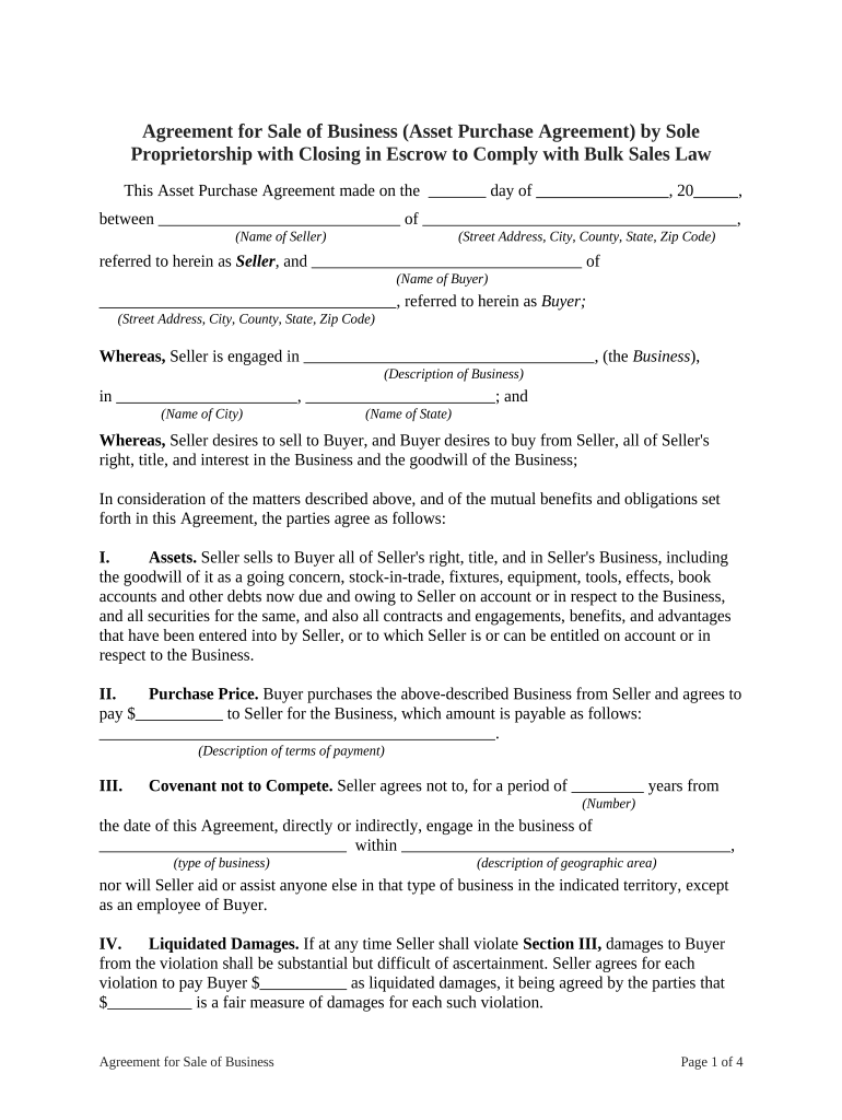 Agreement Sale Sales  Form