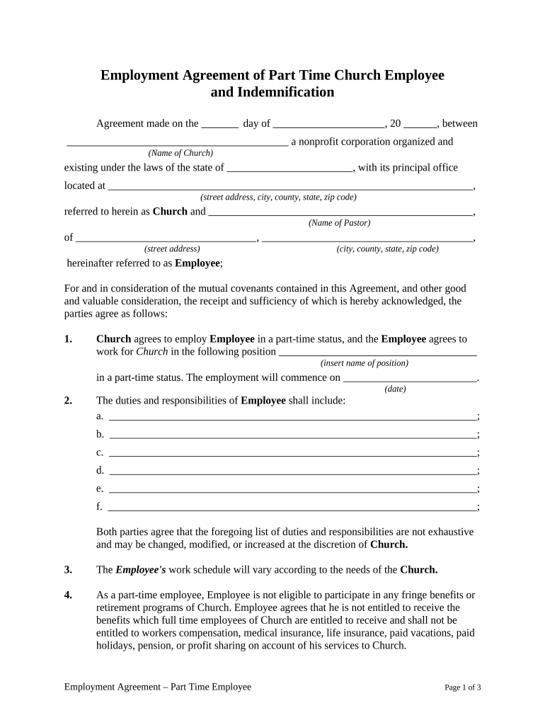 Employment Agreement Part  Form