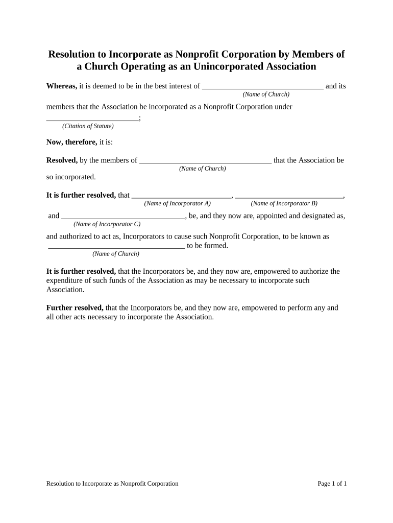 Resolution Nonprofit  Form