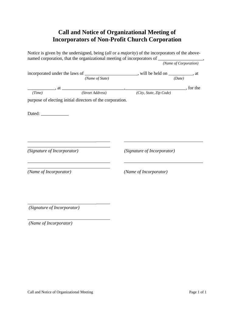 Organizational Meeting  Form