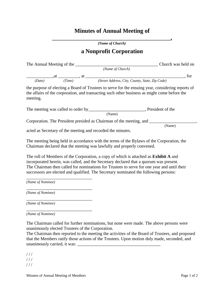 Minutes Annual Meeting  Form