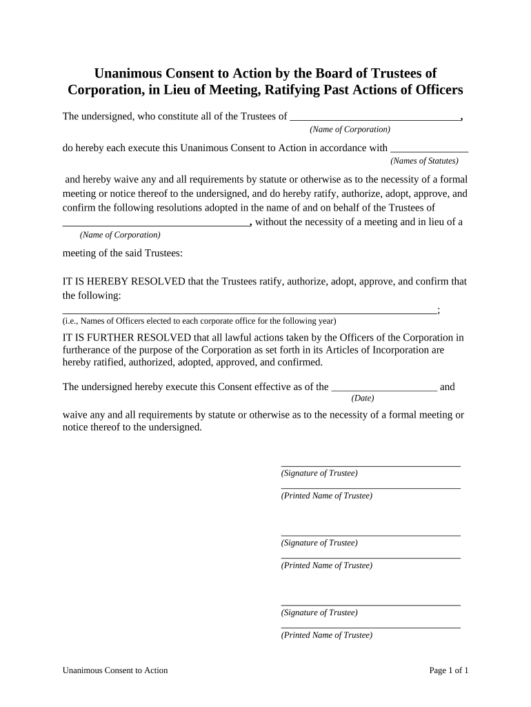 Consent Action  Form