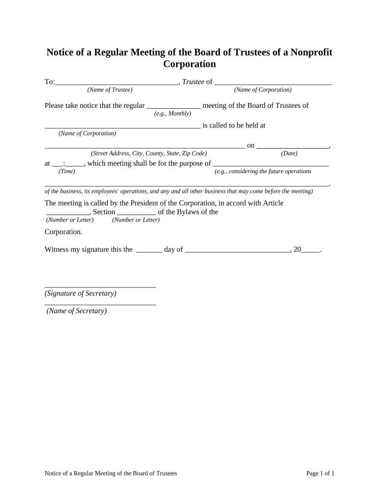 Notice of Meeting  Form