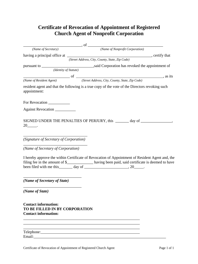 Registered Church  Form