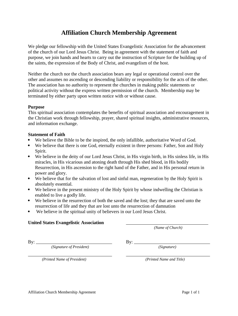 Membership Agreement  Form